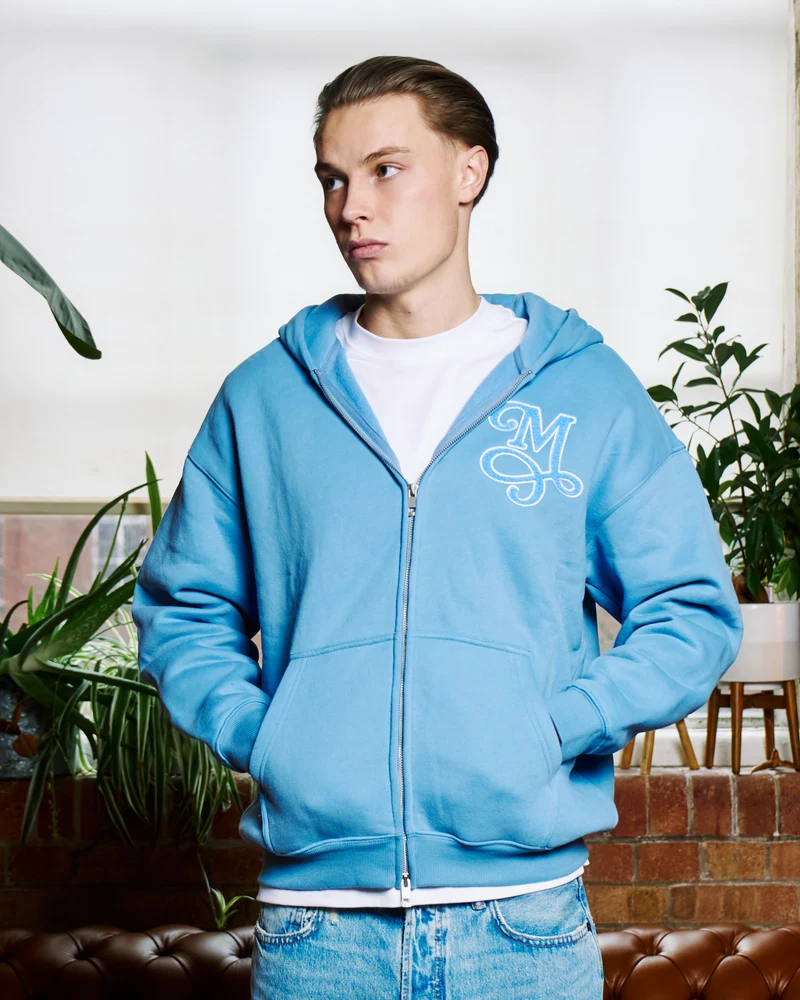 Chenille Signature Zip Up Light Blue (3)