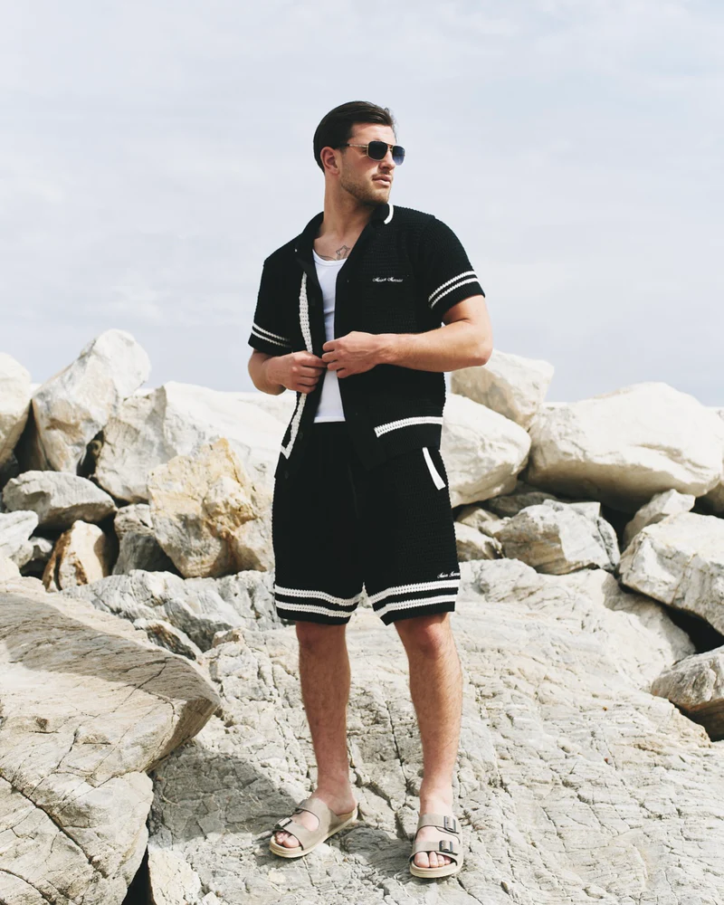 Crochet Knit Shirt Blacks