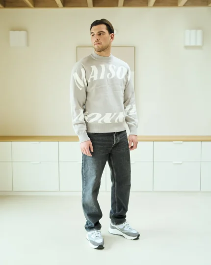 Spell Out Sweater Grey