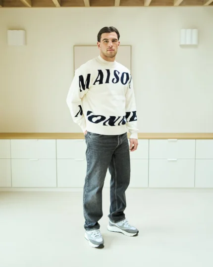 Spell Out Sweater Ivory White