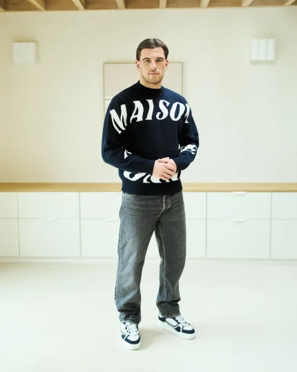 Spell Out Sweater Navy Blue