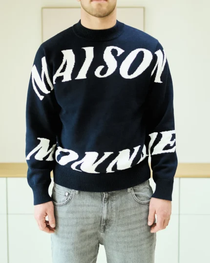 Spell Out Sweater Navy Blue1
